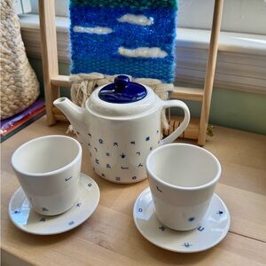 Sorosi Hangeul Consonant Blue & White Tea Set, NWOB